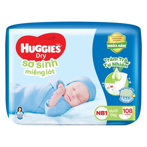 Miếng lót Huggies size Newborn 1 108 miếng (dưới 5kg) - (giao bao bì ngẫu nhiên)