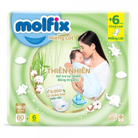 Miếng lót Molfix thiên nhiên Newborn 2 60 miếng (trên 1 tháng) - (giao bao bì ngẫu nhiên)