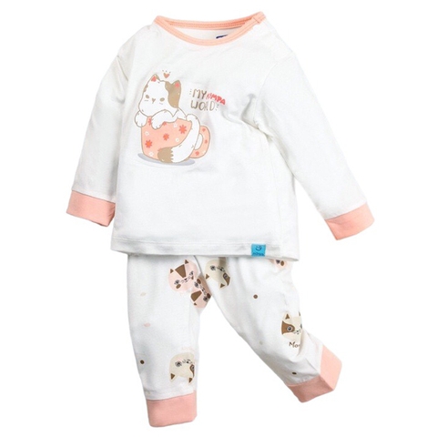 Bộ QA cài vai dài tay Bamboo Mompa 73MP301 9-12M - Trắng