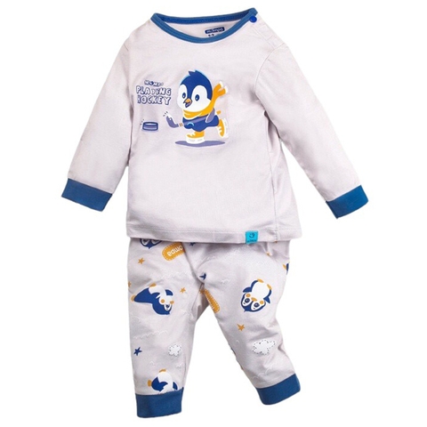 Bộ Mompa 9-12M cài vai dài tay Bamboo 73MP301 - Xám