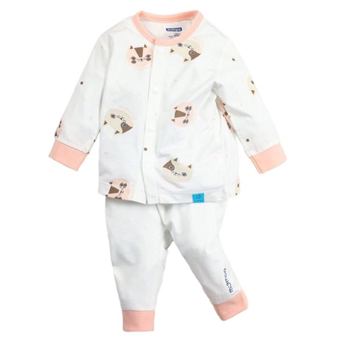 Bộ QA cài giữa dài tay Bamboo Mompa 66MP302 6-9M - Trắng