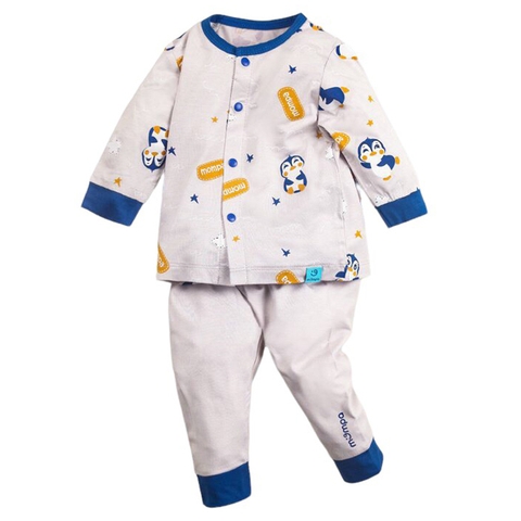 Bộ QA cài giữa dài tay Bamboo Mompa 52MP302 0-3M - Xám