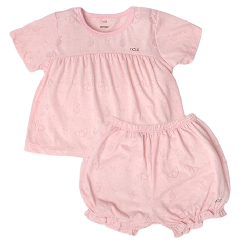 Bộ cài vai cộc Nous hồng hoạ tiết dưa hấu 12M