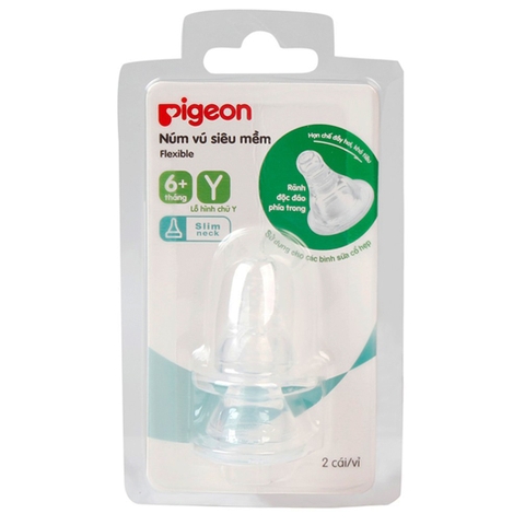 Núm ty thay thế bình sữa Pigeon cổ hẹp (6M+, Y cut)