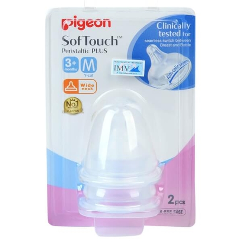 Núm ty thay thế bình sữa Pigeon cổ rộng size M (3M+, Y cut)