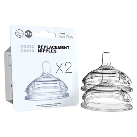 Núm ty thay thế bình sữa Comotomo size L (6M+, lỗ tròn, 3 tia)