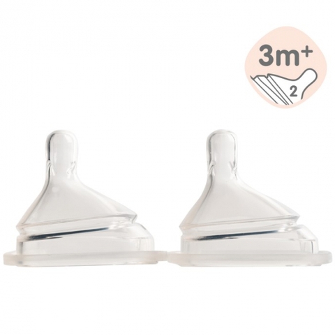 Núm ty thay thế bình sữa Hegen size M (3M+, lỗ tròn, 2 tia)