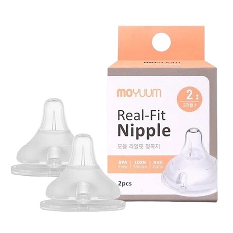 Núm ty thay thế bình sữa Moyuum size 2 (2M+, 2 lỗ tròn)