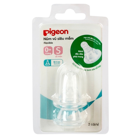 Núm ty thay thế bình sữa Pigeon cổ hẹp size S (0M+, lỗ tròn)