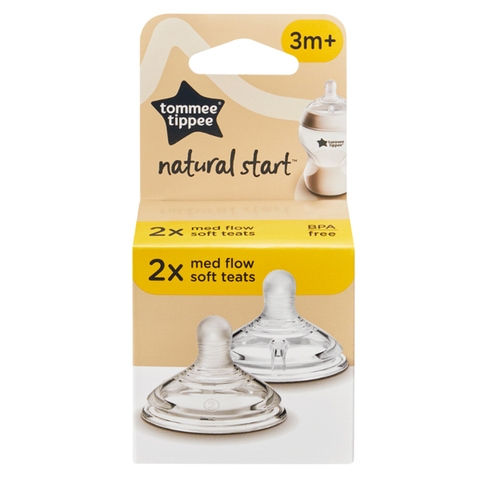 Núm ty silicon Tommee Tippee Medium Flow 3-6 tháng (vỉ đôi)