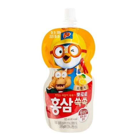 Nước hồng sâm Pororo vị cam 100ml 3Y+