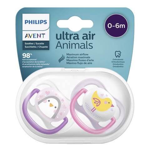 Set 2 ty ngậm Philips Avent hình thú bé gái 0-6M