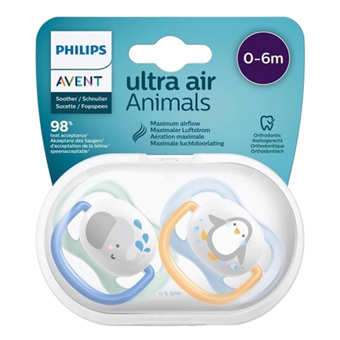 Set 2 ty ngậm Philips Avent hình thú bé trai 0-6M