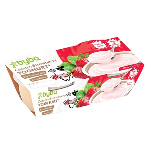 Sữa chua Byba vị dâu 6M+ 2 cốc x 110g