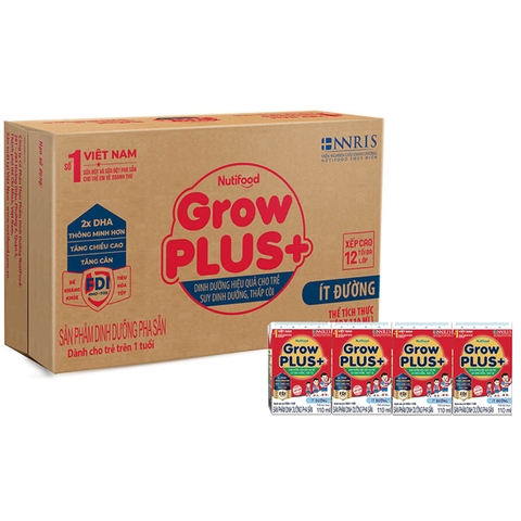Sữa pha sẵn GrowPlus+ ít đường 110ml 1Y+ (Lốc 4 hộp)