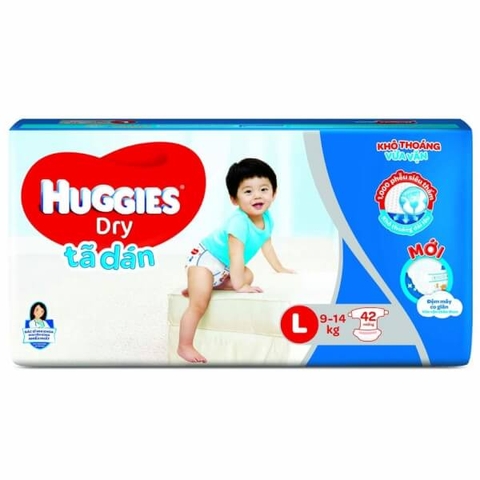 Bỉm - Tã dán Huggies size L 42 miếng (9-14kg) - (giao bao bì ngẫu nhiên)