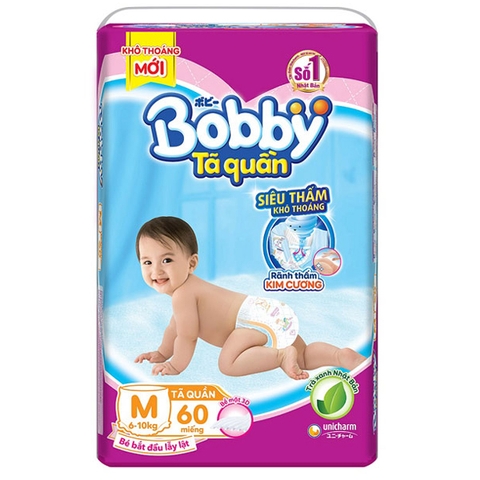 Bỉm - tã quần Bobby size M 60 miếng (6-11kg) - (giao bao bì ngẫu nhiên)