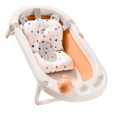 Thau tắm gấp gọn 9Baby kèm phao - Cam