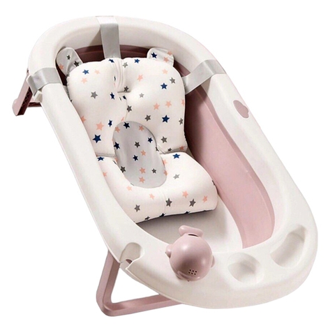 Thau tắm gấp gọn 9Baby kèm phao - Hồng