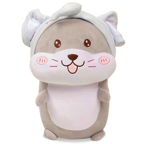 Thú nhồi bông chuột hamster đội nón voi xám xanh 60cm