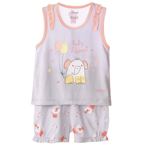 Bộ ba lỗ in voi Uala 2059 6-9M - Hồng