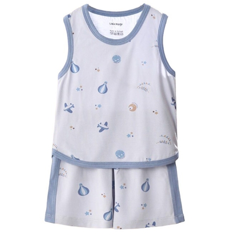 Bộ UalaRogo 6-9M ba lỗ họa tiết 2063 - Xanh