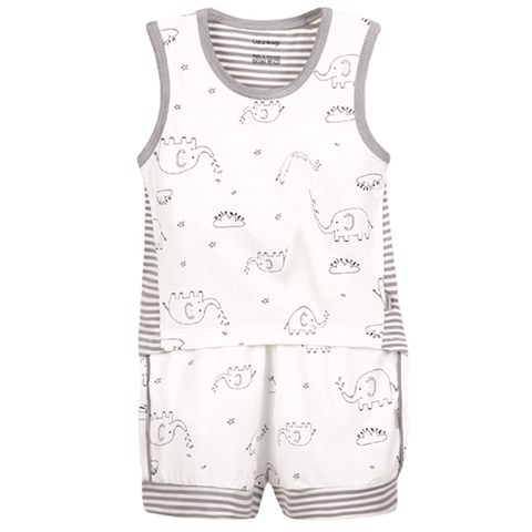 Bộ ba lỗ họa tiết Uala 2071 36M - Xám trắng