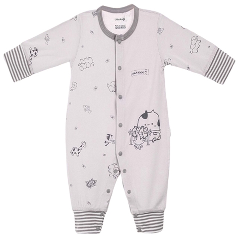 Bộ body UalaRogo 3-6M dài tay Bamboo Uala 2072 - Xám