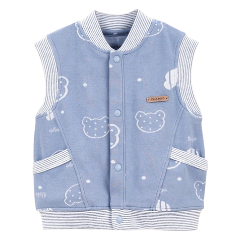 Áo gile cotton nỉ gấu Uala 3995 0-3M - Xanh