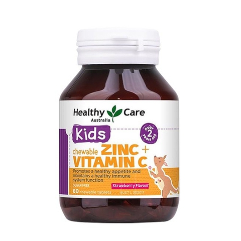 Viên nhai bổ sung kẽm và vitamin C Healthy Care cho bé từ 2 tuổi 60 viên