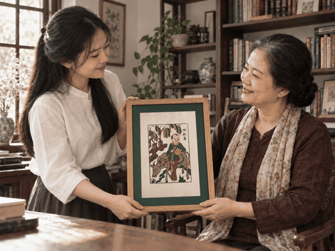 Tranh Đông Hồ Hiếu Học tặng thầy cô: Món quà gợi nhớ chuyện học hành
