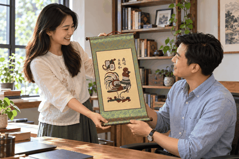 Tranh Đông Hồ tặng bạn nhận việc mới: Món quà gửi lời chúc bền bỉ