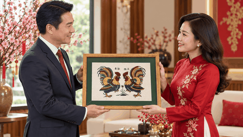 Tranh Tam Dương Khai Thái làm quà Tết tặng khách hàng