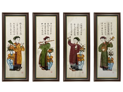 Bộ Tranh Tứ Quý Tố Nứ Dáng Đứng kích thước 42cm x 110cm