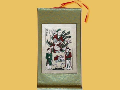 Tranh Đông Hồ Bà Nguyệt Se Duyên Bồi Lụa 30cm x 55cm