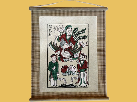 Tranh Đông Hồ Bà Nguyệt Se Duyên Dán Mành 35cm x 45cm