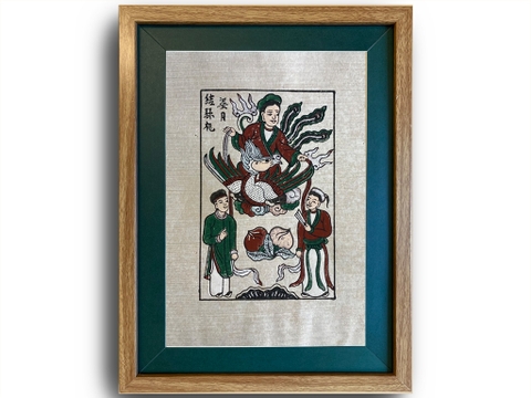 Tranh Đông Hồ Bà Nguyệt Se Duyên Khung Kính 30cm x 40cm