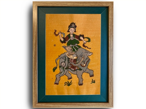 Tranh Đông Hồ Bà Triệu Cưỡi Voi Khung Kính 30cm x 40cm