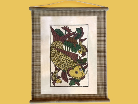 Tranh Đông Hồ Cá Đàn Dán Mành 45cm x 55cm