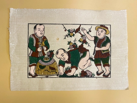 Tranh Giấy Đông Hồ Chim Lồng