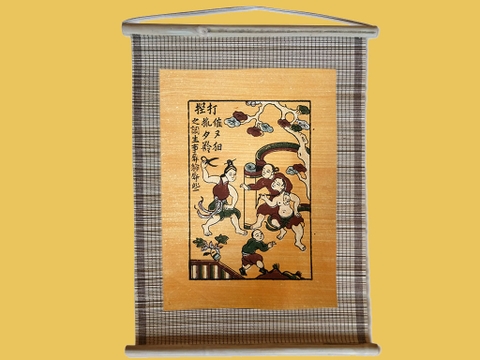 Tranh Đông Hồ Đánh Ghen Dán Mành 35cm x 45cm
