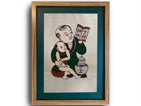 Tranh Đông Hồ Đinh Tài Tương Vượng Khung Kính 30cm x 40cm