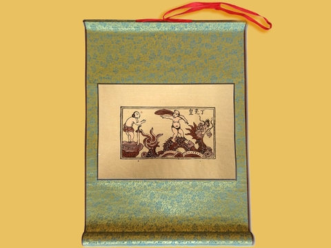 Tranh Đông Hồ Đinh Tiên Hoàng Bồi Lụa 40cm x 55cm