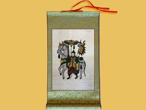 Tranh Đông Hồ Mã Giám Bồi Lụa 30cm x 55cm