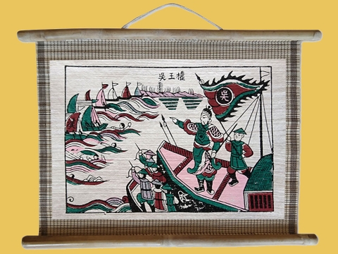 Tranh Đông Hồ Ngô Quyền Đánh Giăc Dán Mành 45cm x 32cm