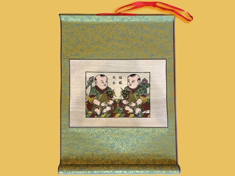 Tranh Đông Hồ Phúc Lộc Song Toàn Bồi Lụa 40cm x 55cm - TL044-1