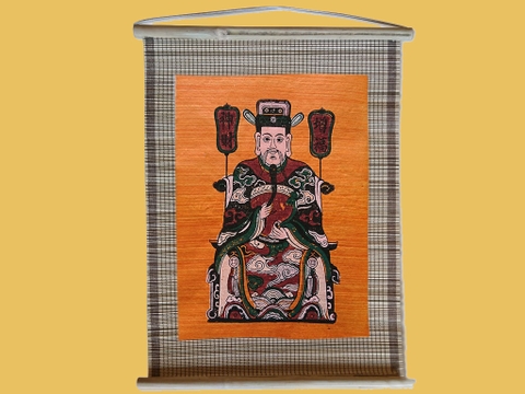 Tranh Đông Hồ Tăng Phúc Thần Tài Dán Mành 35cm x 45cm