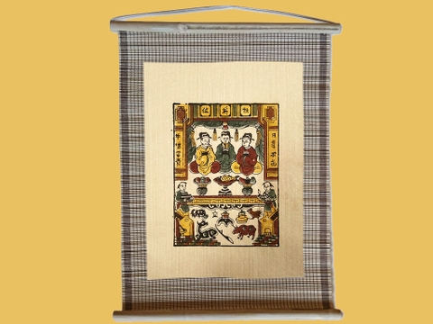 Tranh Đông Hồ Táo Quân Dán Mành 35cm x 45cm