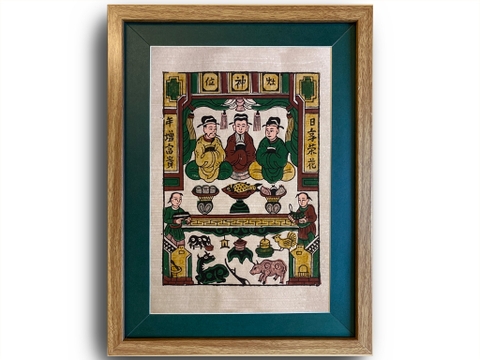 Tranh Đông Hồ Táo Quân Khung Kính 30cm x 40cm