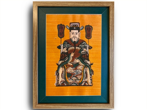 Tranh Đông Hồ Tăng Phúc Thần Tài Khung Kính 30cm x 40cm